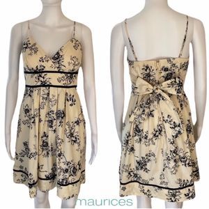 Maurices Cream & Black Floral Empire Waist Fit & Flare Sundress